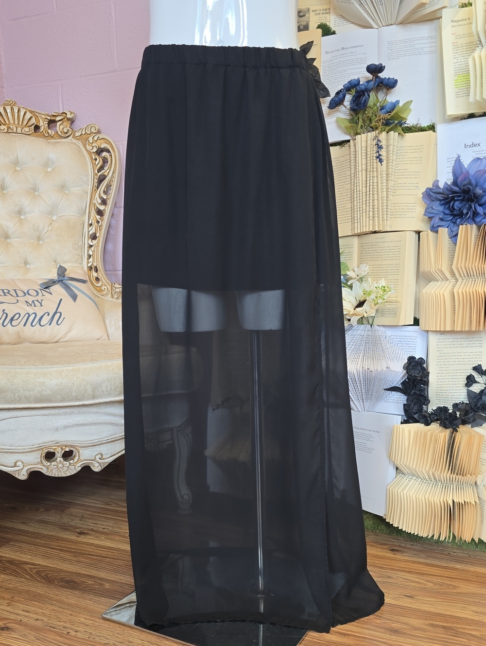 Kirra Sheer Black Maxi Skirt SM